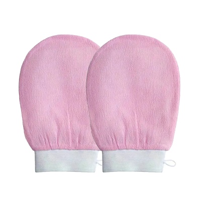 exfoliating-body-bath-double-sided-scrub-glove-mitts-pink-set