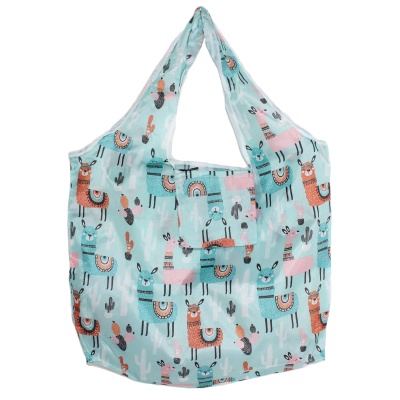 foldable-compact-reusable-tote-blue-llama-graphic-shopping-bag-1