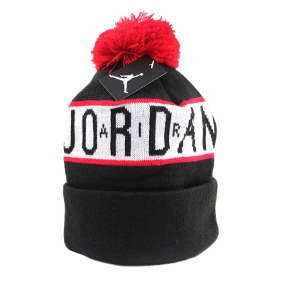 jordan-jumpman-knit-cuffed-unisex-pompom-black-red-beanie-hat-2