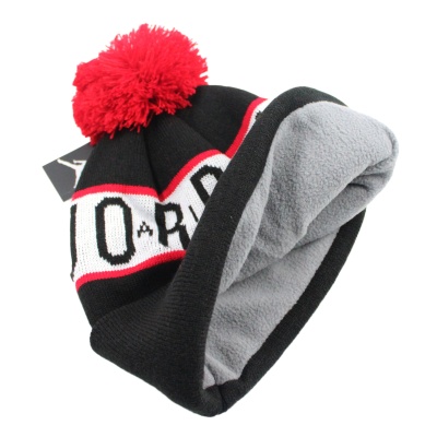 jordan-jumpman-knit-cuffed-unisex-pompom-black-red-beanie-hat-3