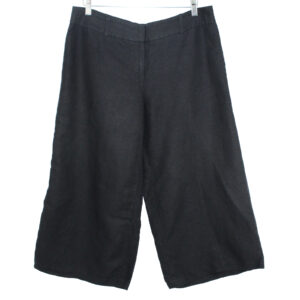 ANN TAYLOR Loft Linen Blend Crop Culotte Wide Flare Leg Black Pants - Size 12