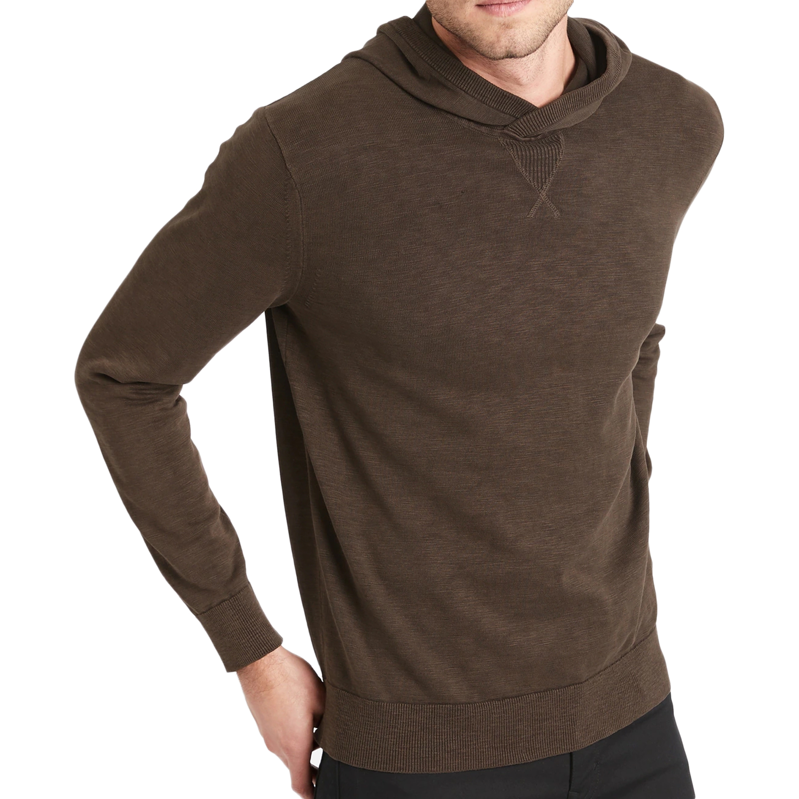 BANANA REPUBLIC Cotton Slub Long Sleeve Brown Hoodie