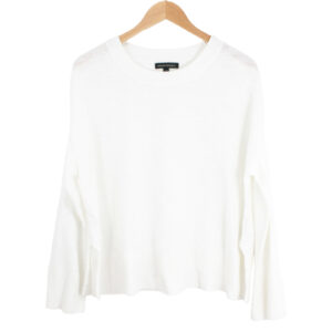 BANANA REPUBLIC Linen Blend Crewneck Long Sleeve White Sweater Top - Large