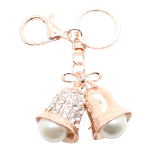 Bell Rose Gold-tone Rhinestone Crystals Lobster Clasp Keychain Bag Charm