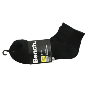 BENCH Breathable Mesh Anklet Black Socks - 3 Pairs