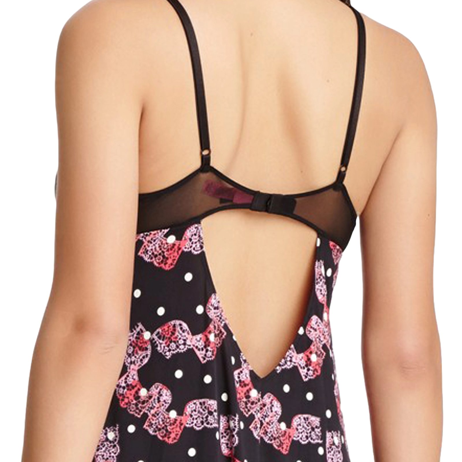 BETSY JOHNSON Lace Trim Cutout Back Pink Multi-Colour Night Dress - Medium BETSY JOHNSON Lace Trim Cutout Back Pink Multi-Colour Night Dress - Medium