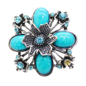 Blue Oval Stone Silver Plated Fashion Jewellry Ring - Size 8