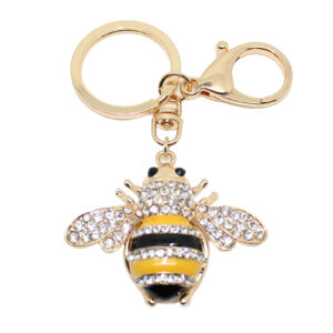 Honey Bee Gold-tone Rhinestone Crystals Lobster Clasp Keychain Bag Charm