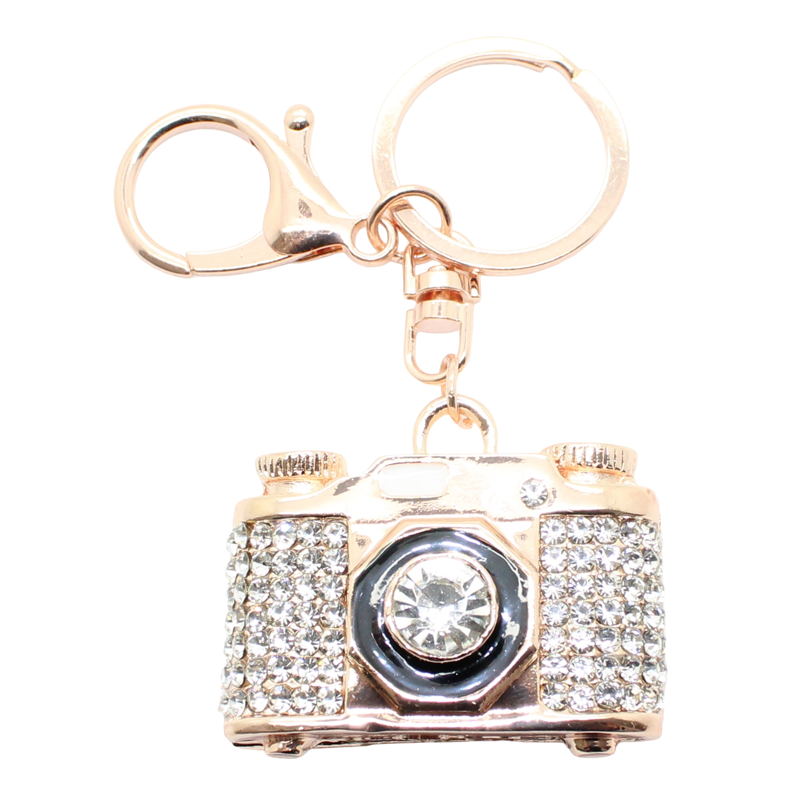 Camera Gold-tone Rhinestone Crystals Lobster Clasp Keychain Bag Charm Camera Gold-tone Rhinestone Crystals Lobster Clasp Keychain Bag Charm