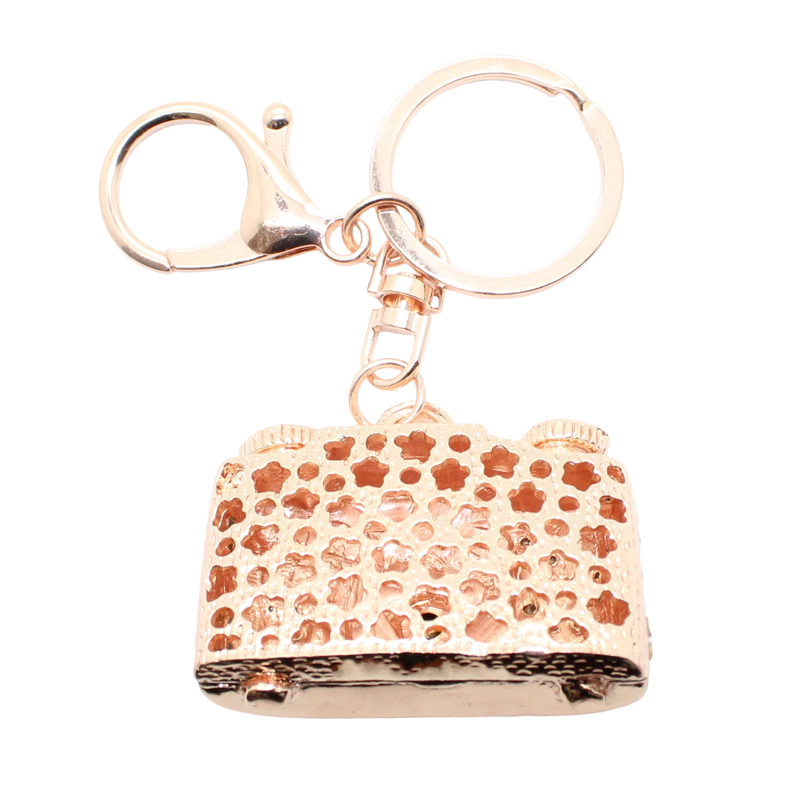 Camera Gold-tone Rhinestone Crystals Lobster Clasp Keychain Bag Charm Camera Gold-tone Rhinestone Crystals Lobster Clasp Keychain Bag Charm