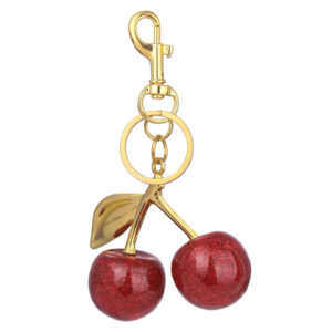 Large Red Cherry Gold-tone Lobster Clasp Accessory Keychain Bag Charm