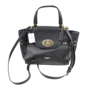 COACH Blake Flap Crossbody Top Handle Twist Lock Black Leather Bag - F32106