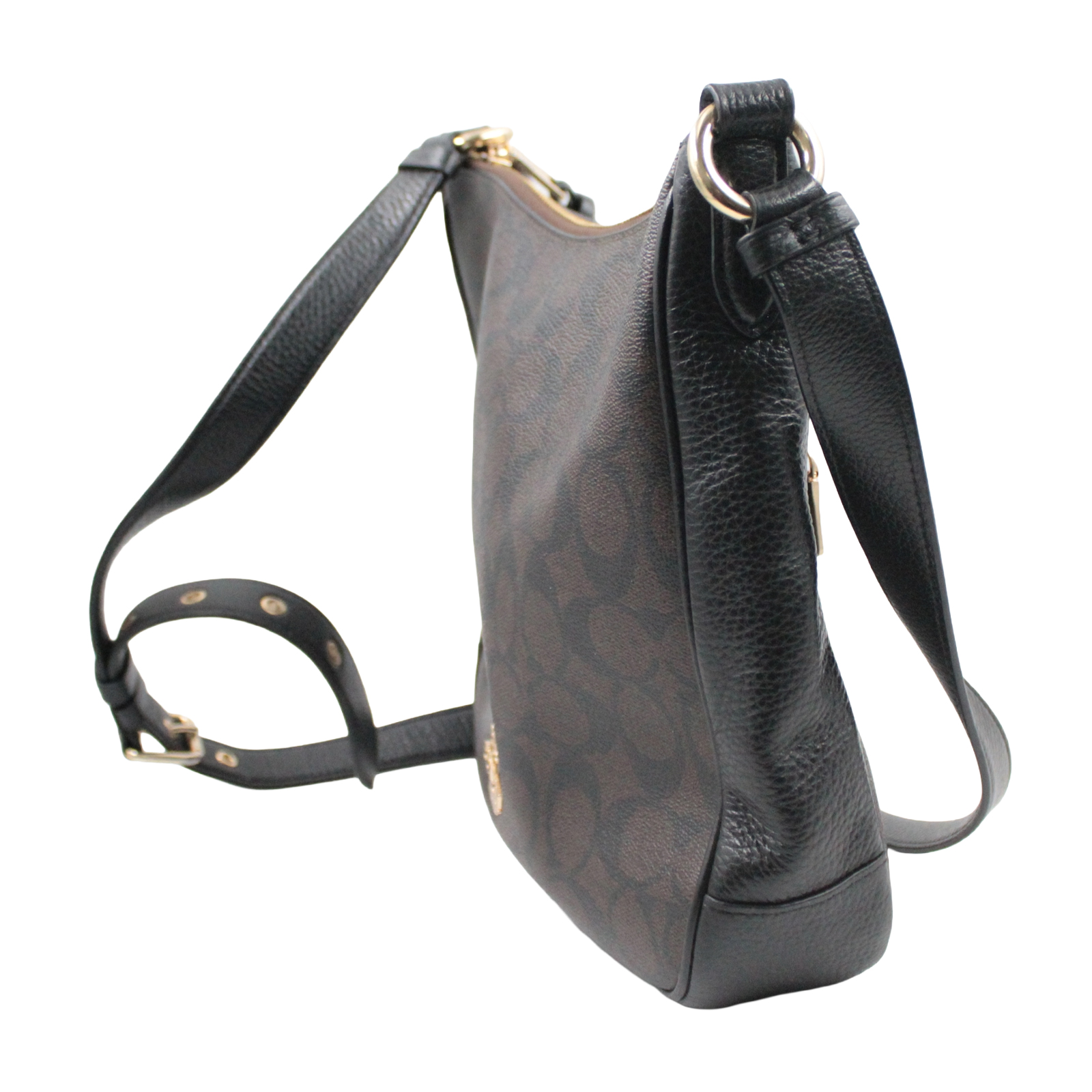 COACH Ellie File Signature Canvas & Leather Crossbody Brown & Black - C1649 COACH Ellie File Signature Canvas & Leather Crossbody Brown & Black - C1649