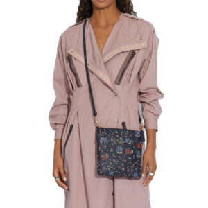 Coach Kitt Leather Messenger Crossbody Midnight Navy Wildflower Bag - 1346