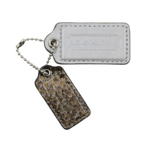 COACH Madison Op Art Sophia Grey Python Print Fob Leather Bag Charm Hang Tags
