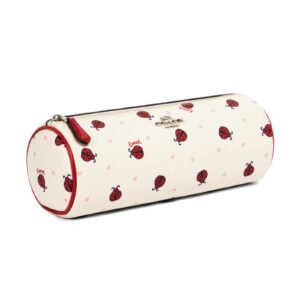 Coach Makeup Brush Holder in Chalk with Ladybug Heart Print