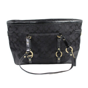 COACH Signature Leather Canvas Carryall Shoulder Black Bag - M0673-10631