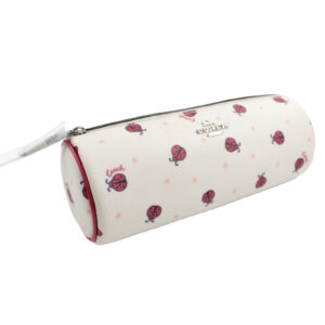 COACH Smooth Leather Coated Canvas Chalk Red LadyBug Makeup Brush Holder