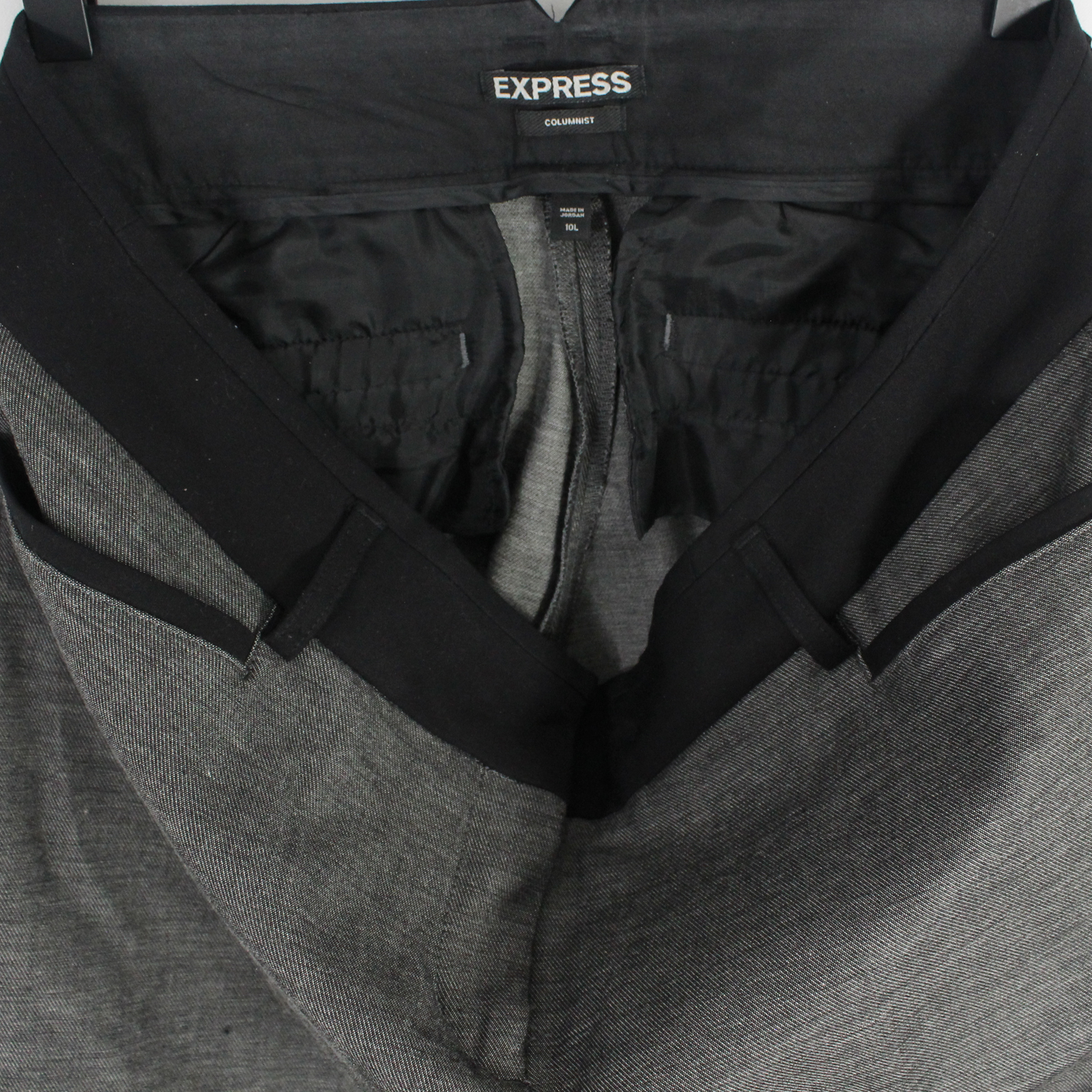 EXPRESS Columnist Cotton Blend Grey & Black Dress Pants - Size 10L EXPRESS Columnist Cotton Blend Grey & Black Dress Pants - Size 10L