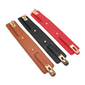 Turn Lock Gold Tone Faux Saffiano Leather Cuff Wrap Bracelet