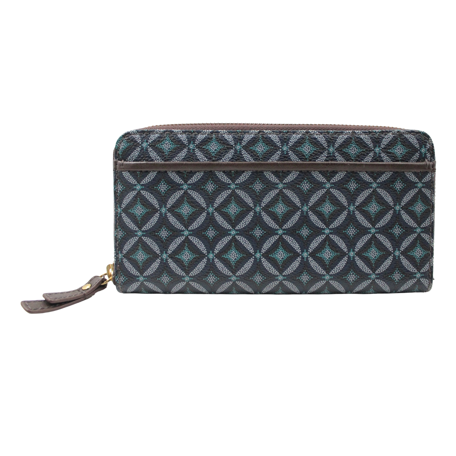 FOSSIL Leather Credit Card Slots Bill Compartments Blue Brown Multi-color Wallet FOSSIL Leather Credit Card Slots Bill Compartments Blue Brown Multi-color Wallet
