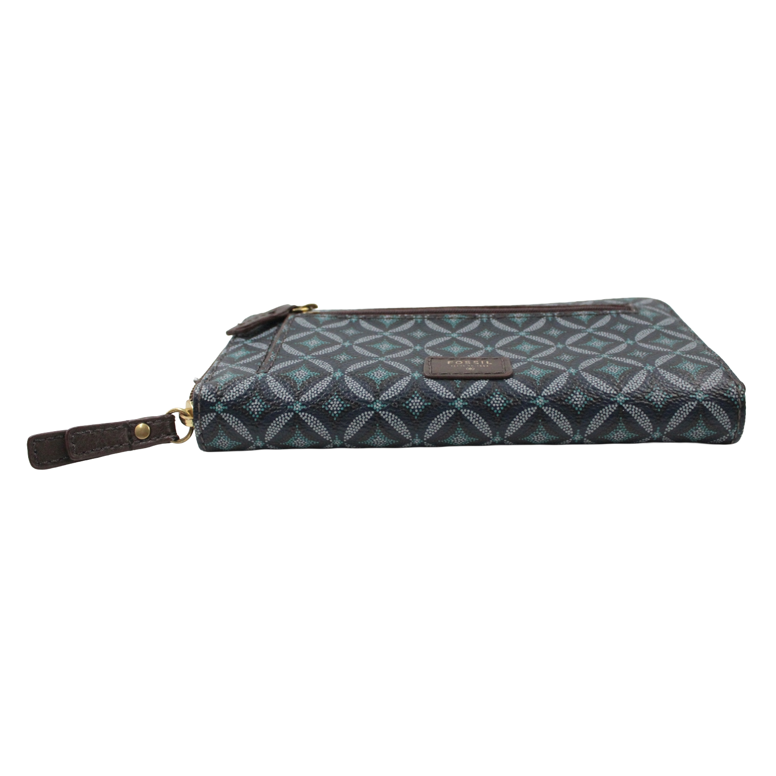 FOSSIL Leather Credit Card Slots Bill Compartments Blue Brown Multi-color Wallet FOSSIL Leather Credit Card Slots Bill Compartments Blue Brown Multi-color Wallet