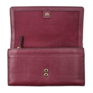 FOSSIL Cowhide Leather Credit Card Slots Bill Compartment Burgundy Red Wallet
