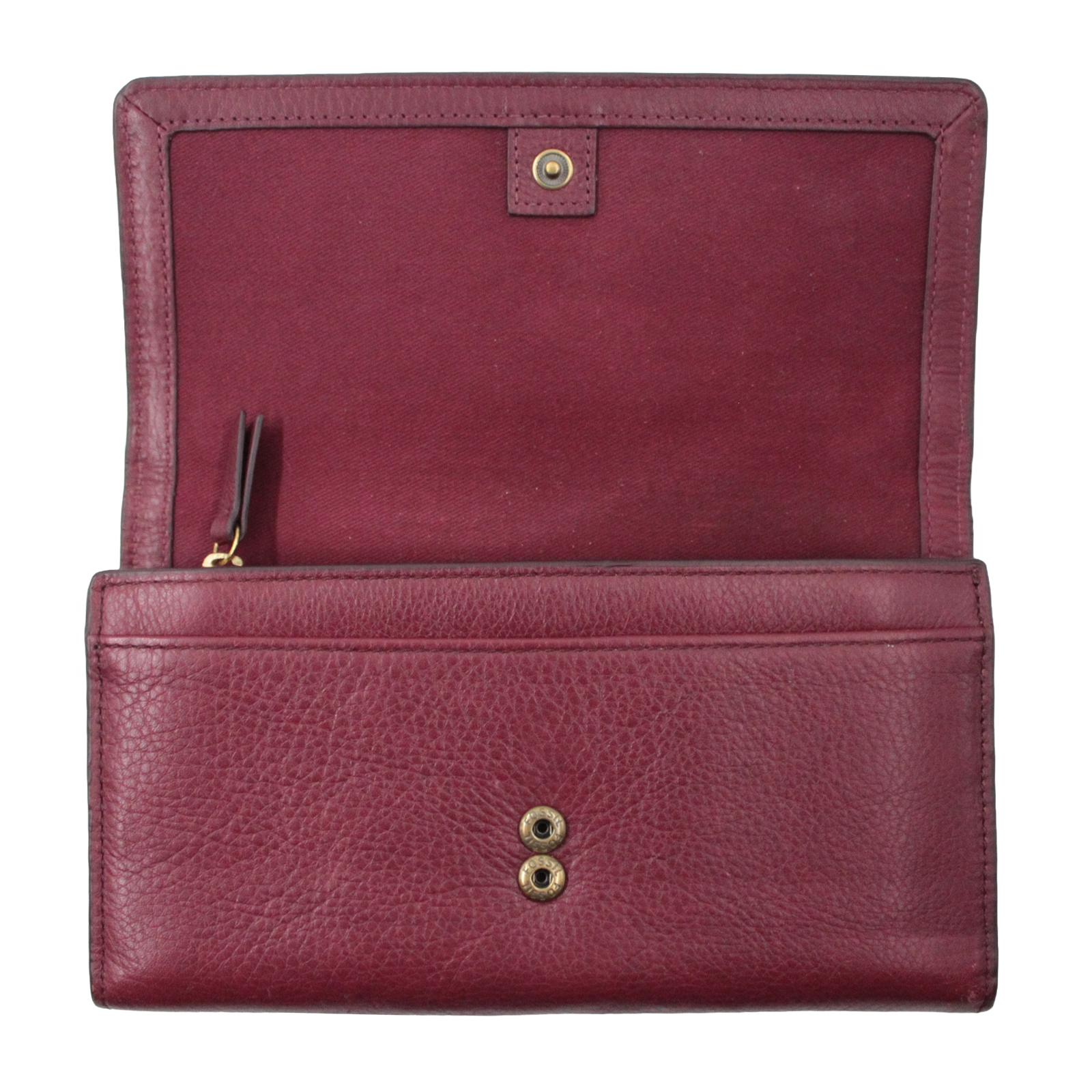 FOSSIL Cowhide Leather Credit Card Slots Bill Compartment Burgundy Red Wallet FOSSIL Cowhide Leather Credit Card Slots Bill Compartment Burgundy Red Wallet