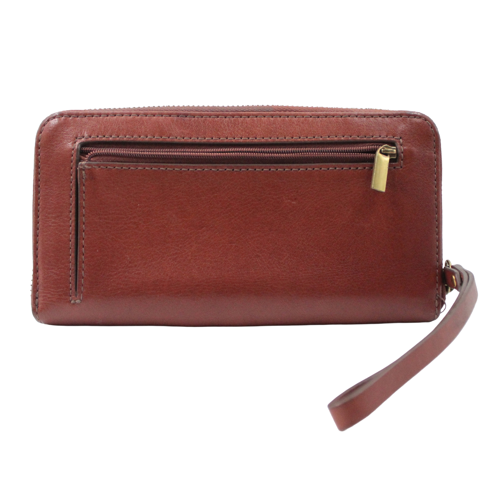FOSSIL Cowhide Leather Credit Card Slots Zip Around Brown Colorblock Wallet FOSSIL Cowhide Leather Credit Card Slots Zip Around Brown Colorblock Wallet