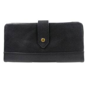 FOSSIL Lainie Cow Hide Leather Credit Card Slim Black Wallet