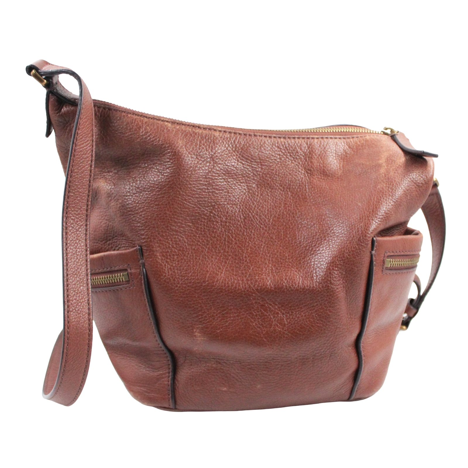 FOSSIL Cow Hide Leather Crossbody Shoulder Zip Closure Brown Bag FOSSIL Cow Hide Leather Crossbody Shoulder Zip Closure Brown Bag
