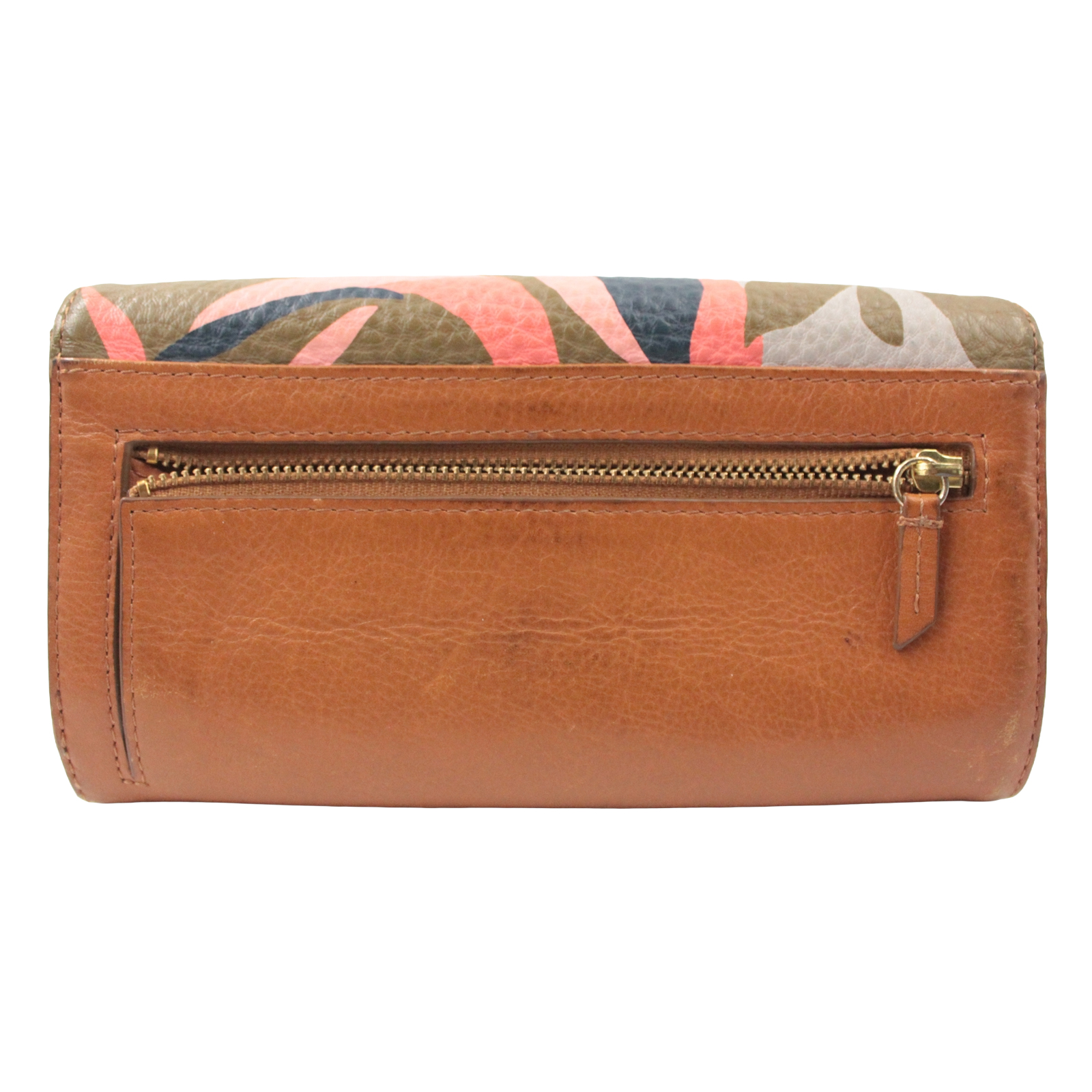 FOSSIL Leather Credit Card Slots Bill Compartments Brown Pink Multi-color Wallet FOSSIL Leather Credit Card Slots Bill Compartments Brown Pink Multi-color Wallet