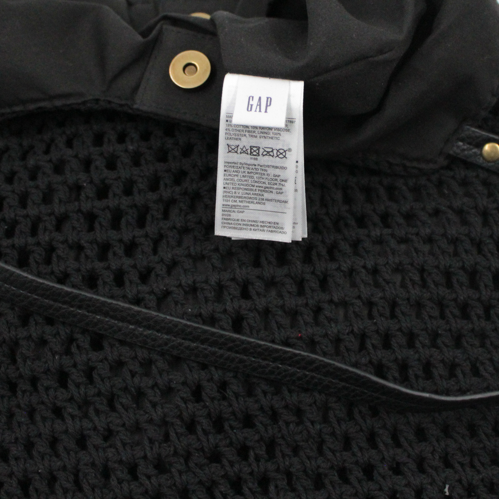 GAP Cotton Knit Crochet Snap Closure Tote Bag GAP Cotton Knit Crochet Snap Closure Tote Bag