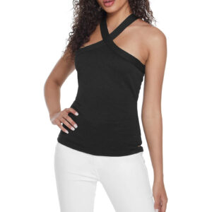 GUESS Adella Ottoman Sleeveless Ribbed Knit Halter Top