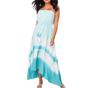 Guess Harley Strapless Hi-low Button Front Tie-Dye Maxi Dress