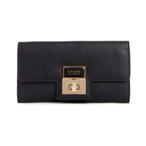 GUESS Mariacarla Faux Leather Faux Turn Lock Black Gold Tone Wallet