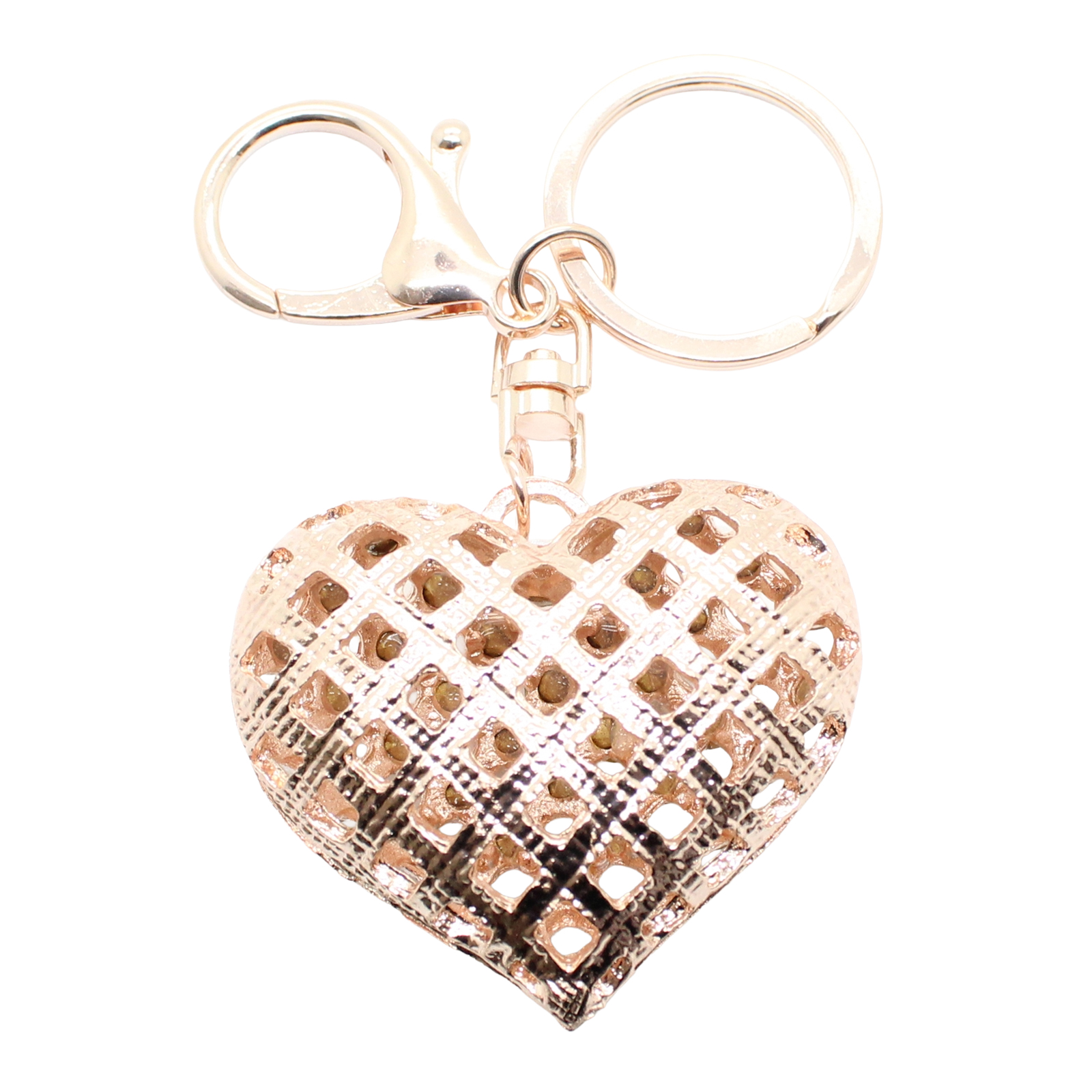 Heart Gold-tone Rhinestone Crystals Lobster Clasp Keychain Bag Charm Heart Gold-tone Rhinestone Crystals Lobster Clasp Keychain Bag Charm