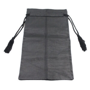 HENRY BIRKS Vintage Leather Fringe Drawstring Black Pouch Bag