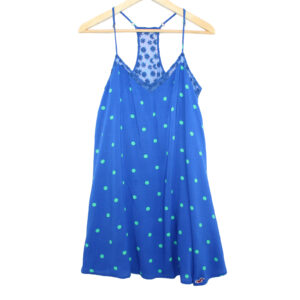 HOLLISTER Viscose Racerback Spaghetti Strap Polka Dot Lined Blue Dress - Large