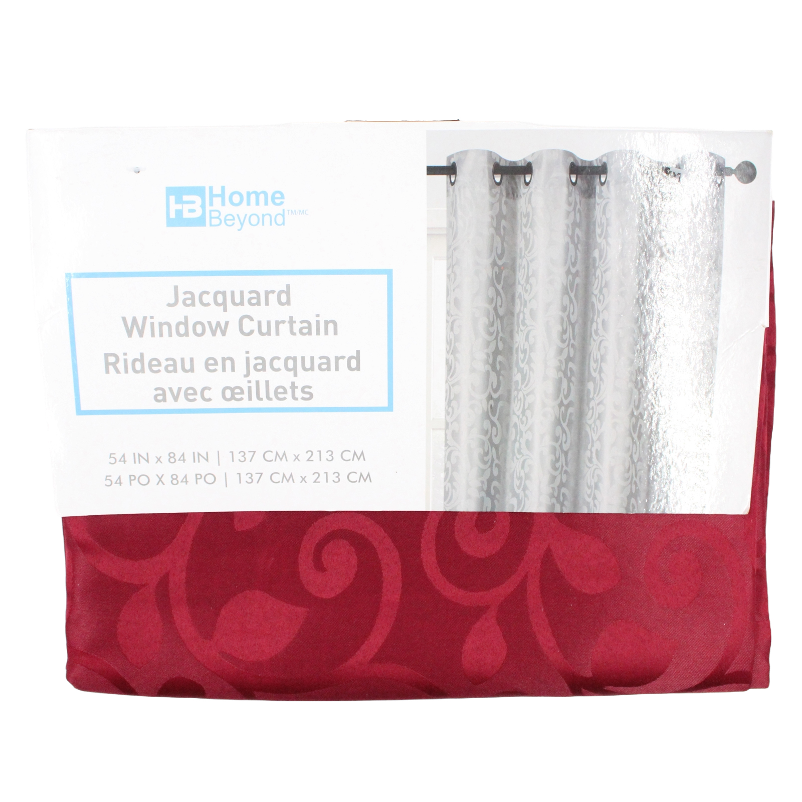 HOME BEYOND Jacquard Burgundy Curtain Gun Metal Grommets - 2 Panels HOME BEYOND Jacquard Burgundy Curtain Gun Metal Grommets - 2 Panels
