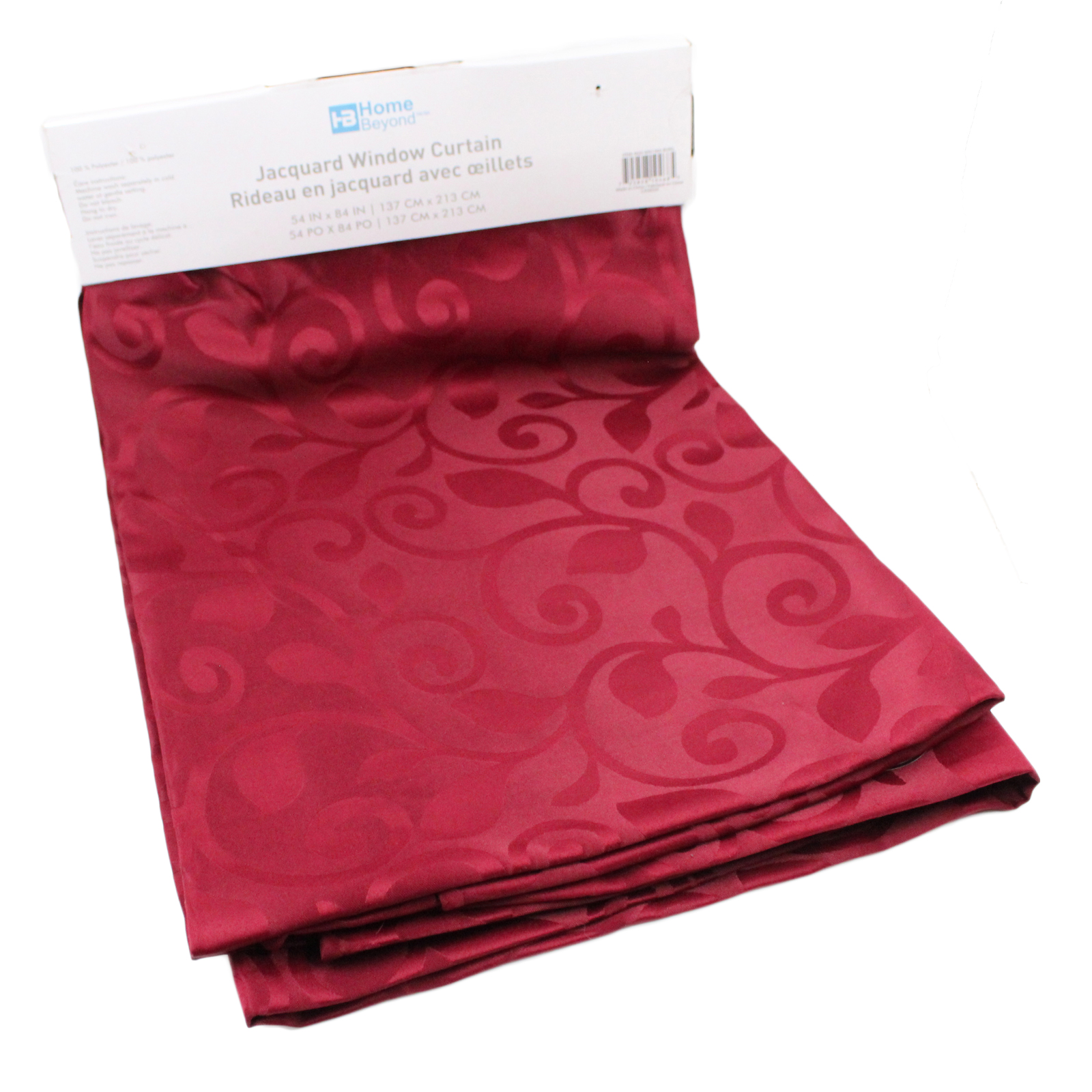 HOME BEYOND Jacquard Burgundy Curtain Gun Metal Grommets - 2 Panels HOME BEYOND Jacquard Burgundy Curtain Gun Metal Grommets - 2 Panels