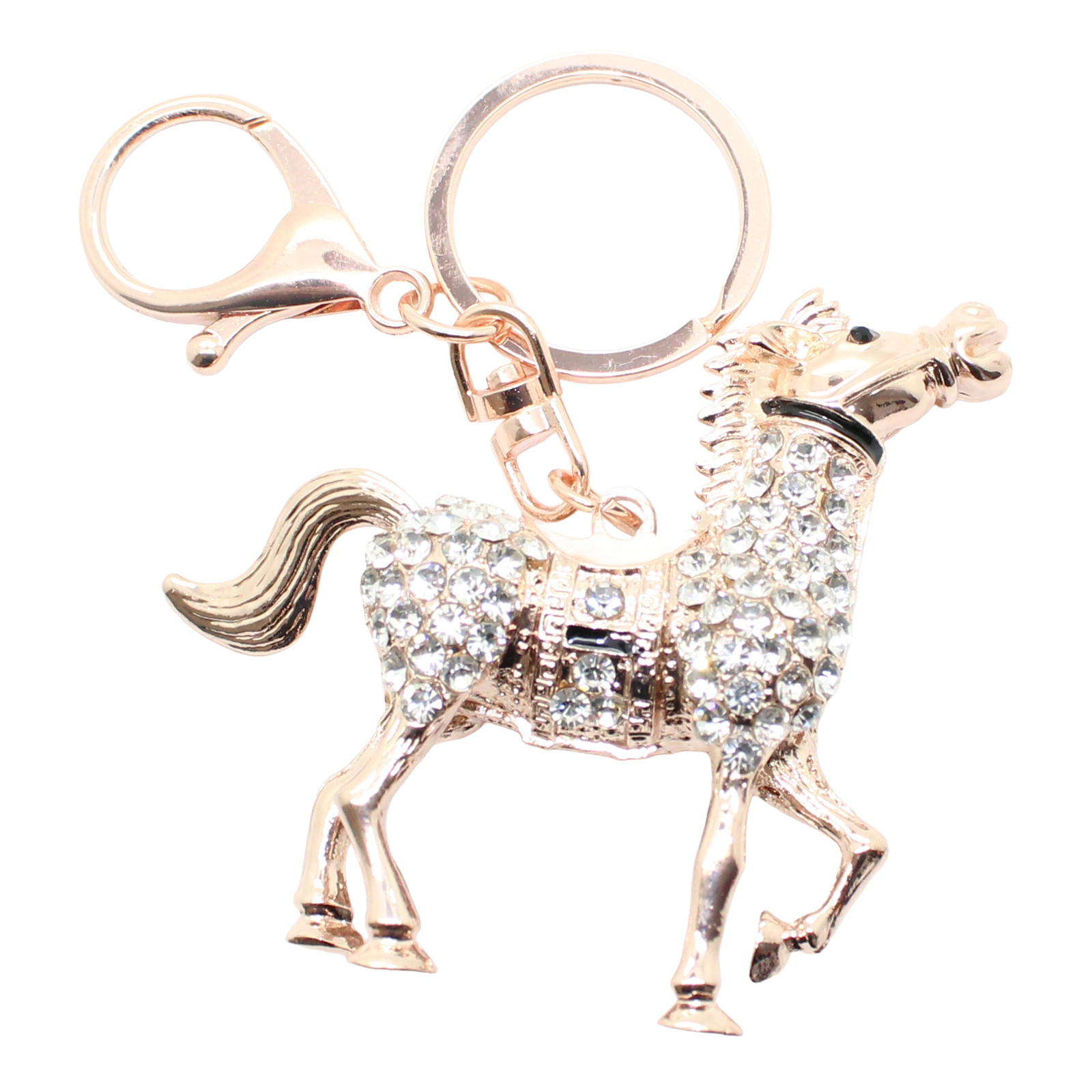 Horse Gold-tone Rhinestone Crystals Lobster Clasp Keychain Bag Charm Horse Gold-tone Rhinestone Crystals Lobster Clasp Keychain Bag Charm