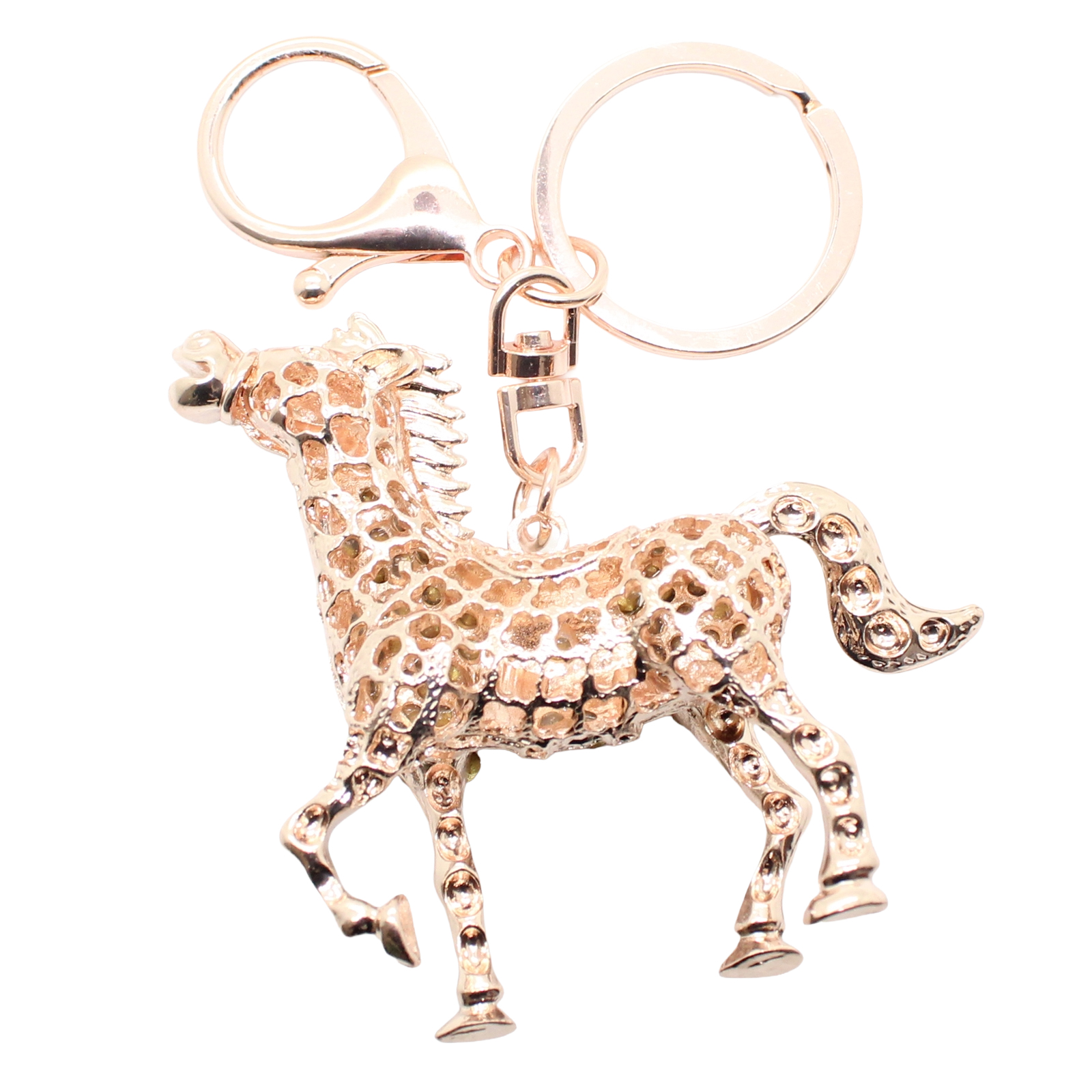Horse Gold-tone Rhinestone Crystals Lobster Clasp Keychain Bag Charm Horse Gold-tone Rhinestone Crystals Lobster Clasp Keychain Bag Charm