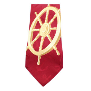 HUGO BOSS Classic 100% Silk Vintage Gold Anchor Red Neck Tie