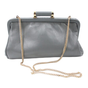 JANE SHILTON Smooth Vintage Leather Retro Grey & Gold Handbag
