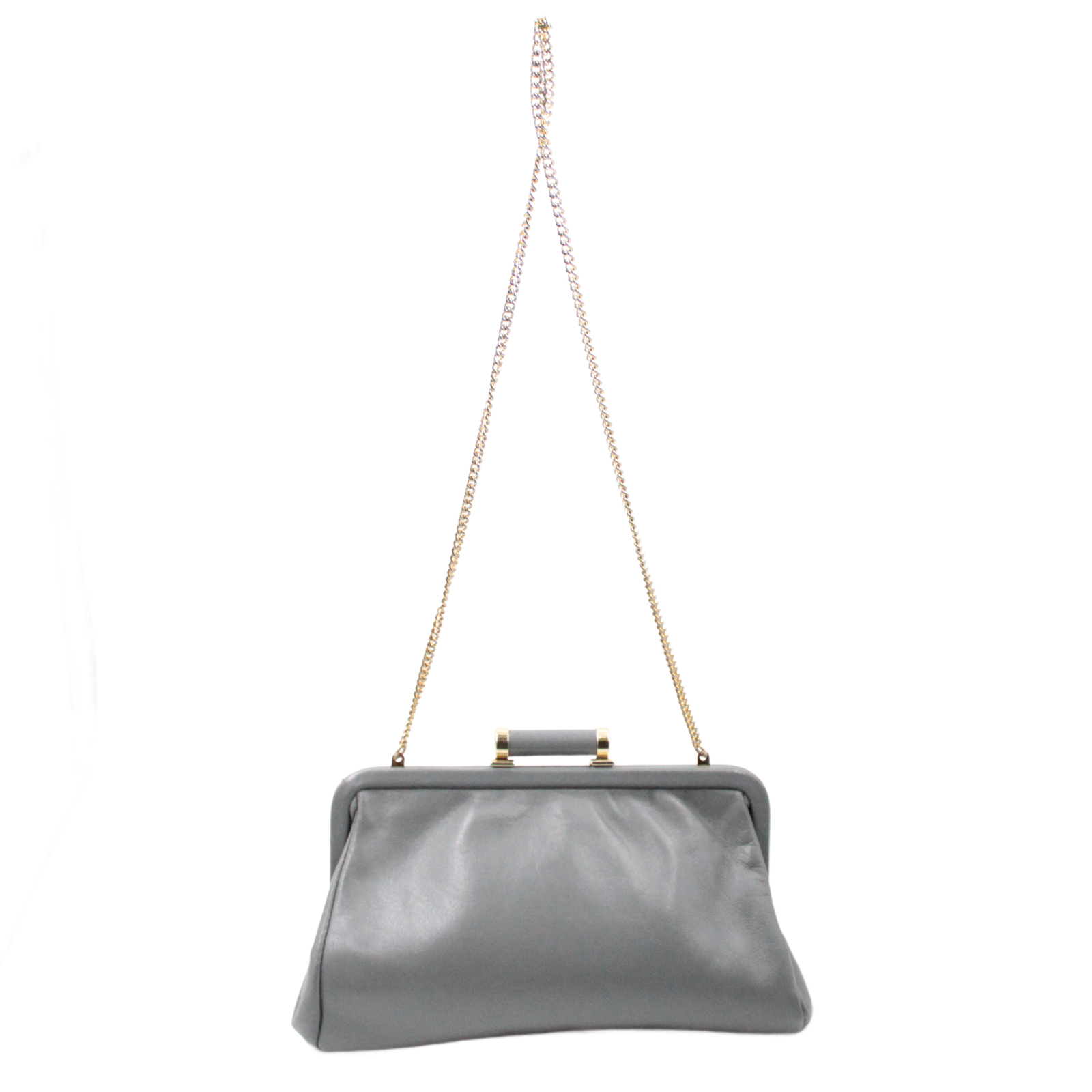 JANE SHILTON Smooth Vintage Leather Retro Grey & Gold Handbag JANE SHILTON Smooth Vintage Leather Retro Grey & Gold Handbag