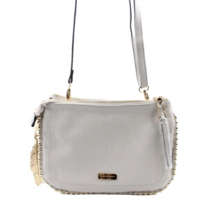 JESSICA SIMPSON Camille Faux Leather Gold Studded Crossbody Grey Bag