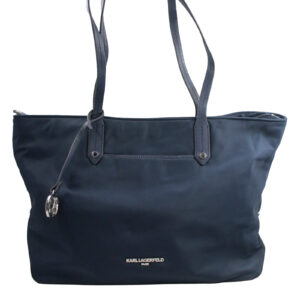 KARL LAGERFELD Nylon Zip Top Navy Blue Shoulder Tote Bag