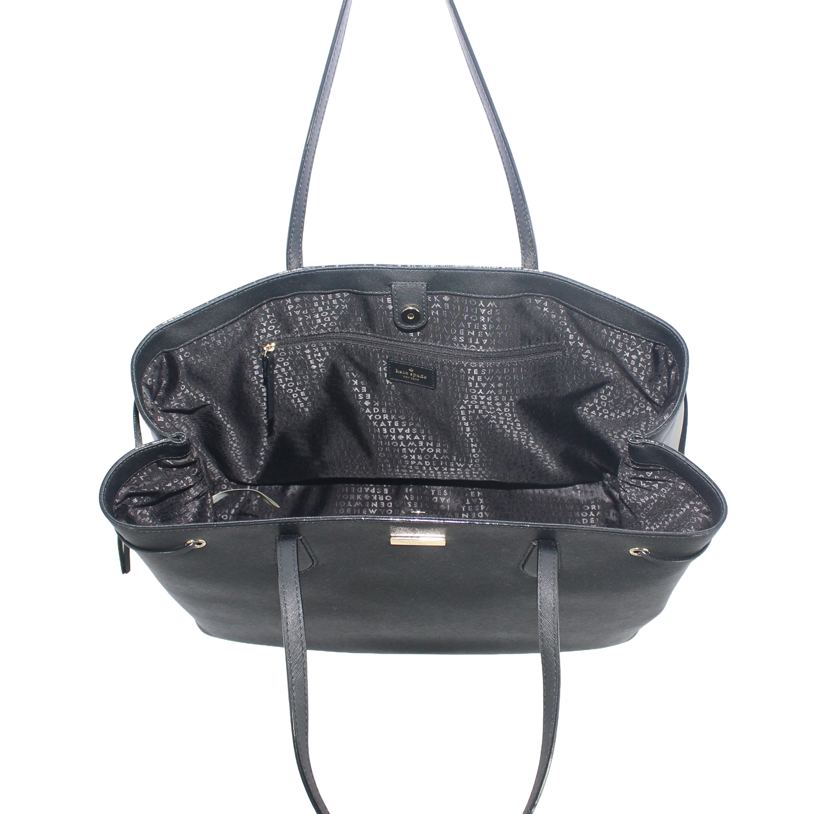 KATE SPADE Ari Laurel Way Saffiano Leather Shoulder Tote Large Black Bag KATE SPADE Ari Laurel Way Saffiano Leather Shoulder Tote Large Black Bag