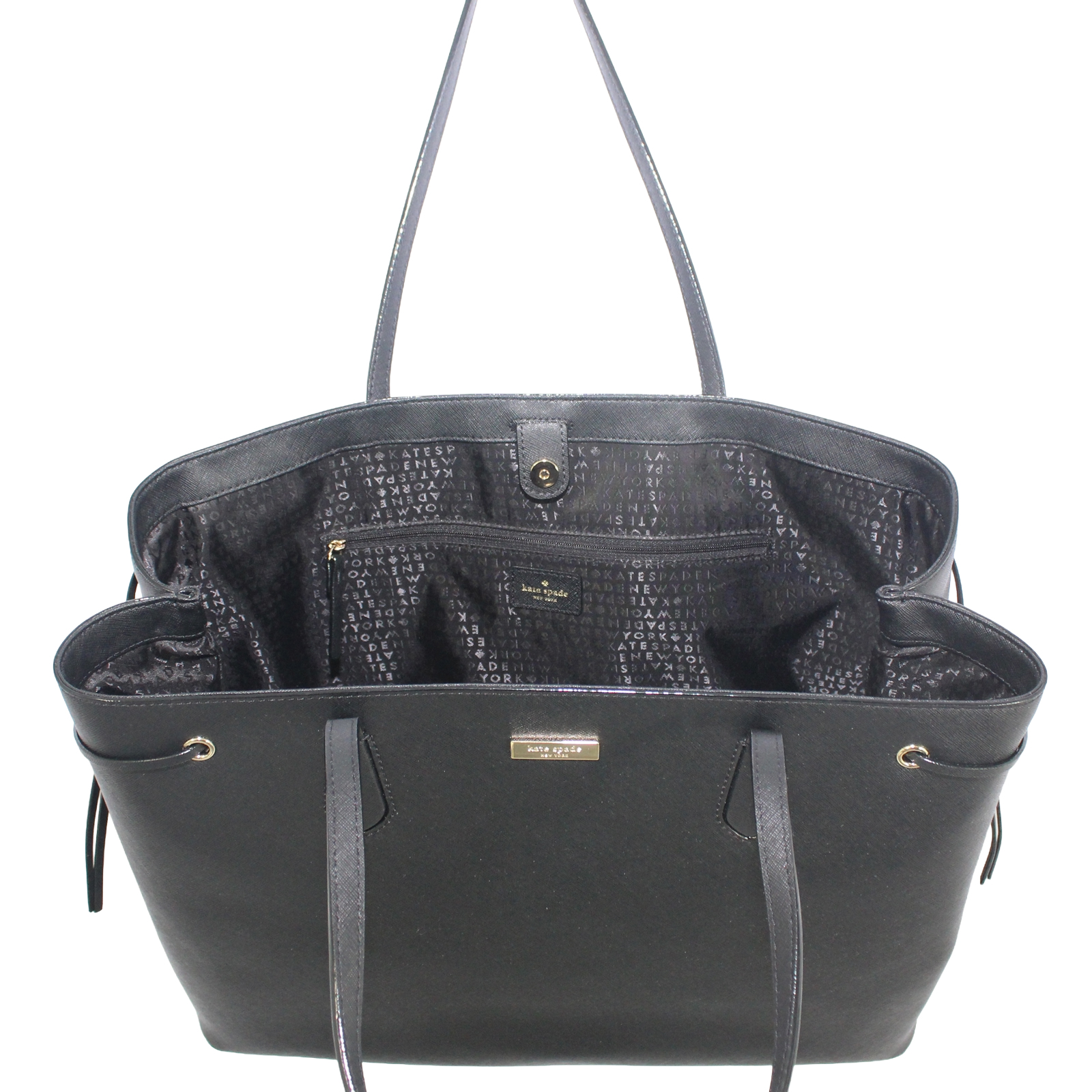 KATE SPADE Ari Laurel Way Saffiano Leather Shoulder Tote Large Black Bag KATE SPADE Ari Laurel Way Saffiano Leather Shoulder Tote Large Black Bag